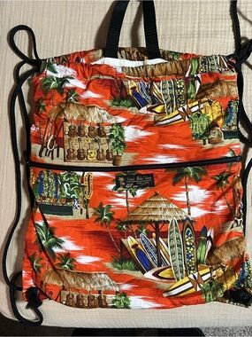 2 drawstring lightweight backpack bags. 1- Island Aloha Wear  2- Local Design